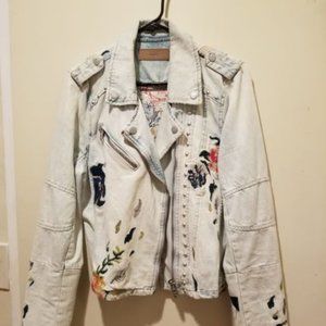 BlankNYC Embroidered and Studded Denim Jacket LG